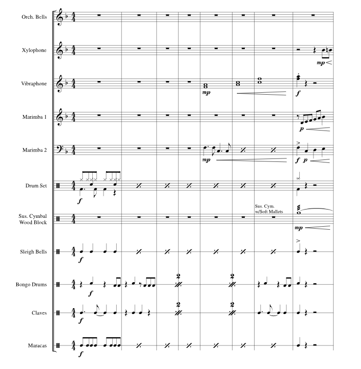 房顶上  打击乐合奏 总谱+分谱 有试听