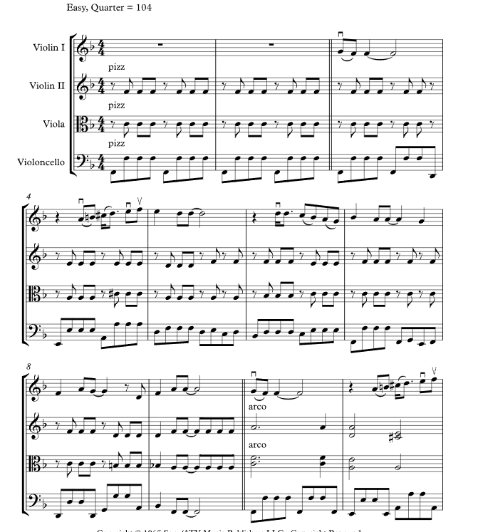 昨日 Yesterday 杰弗里版 弦乐四重奏 总谱+分谱 有试听