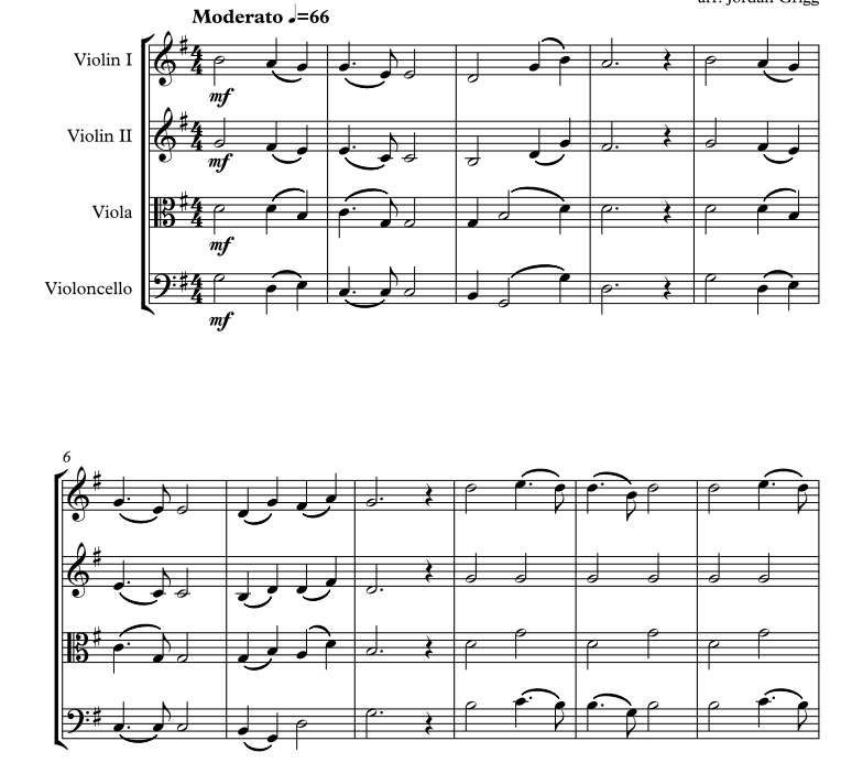 更近我主 乔丹 格里格版 弦乐四重奏总分谱 有试听