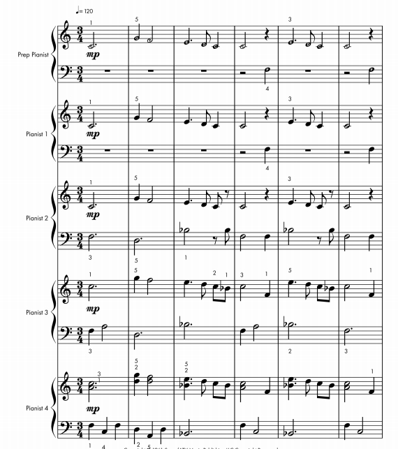 月亮河 5钢琴重奏 总分谱