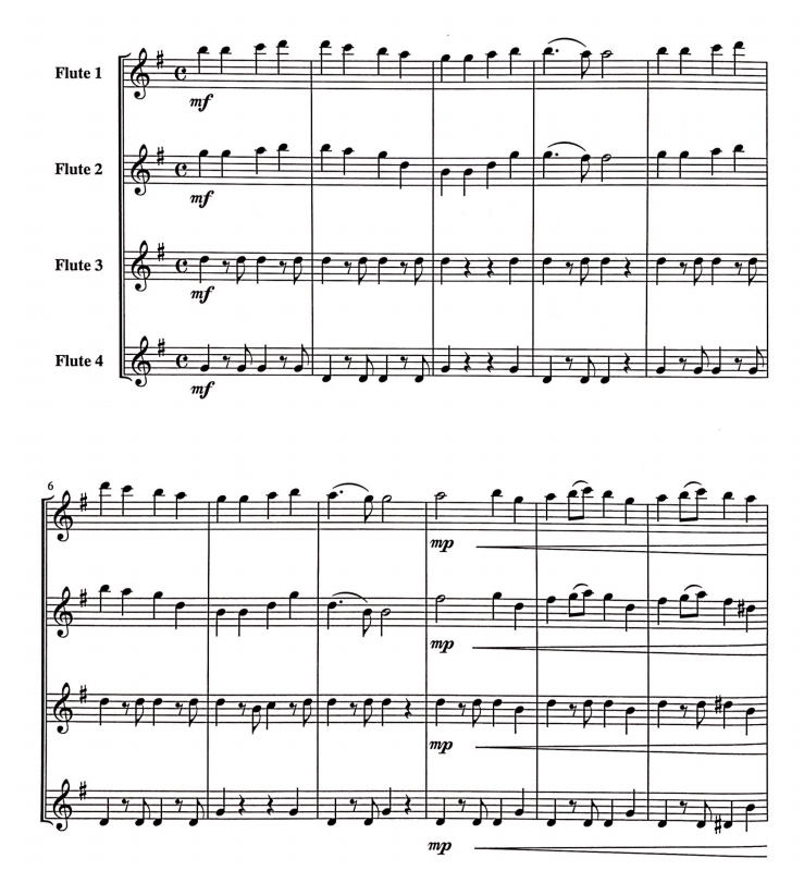 欢乐颂 长笛四重奏 总谱+分谱 有试听