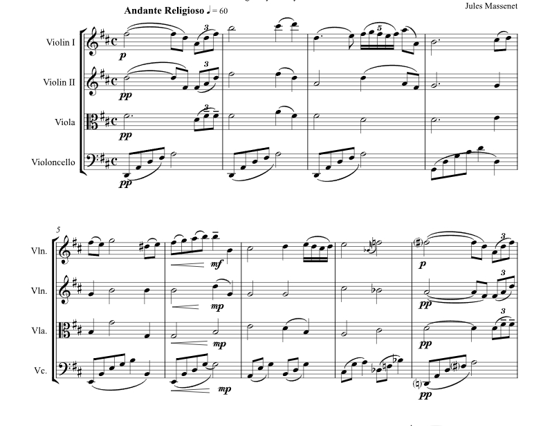 泰伊思冥想曲 中级 雪莉版 弦乐四重奏 总谱+分谱 有试听