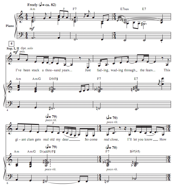 商品为SSAA 四声部合唱线谱 海洋奇缘2 Get Lost 布莱默版 童声女声流行合唱谱 有试听