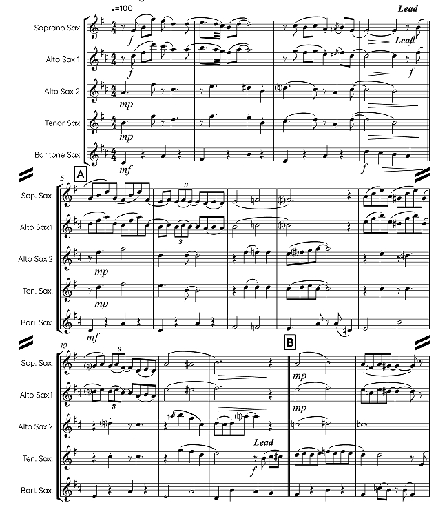 漫漫岁月 肯尼思版 萨克斯五重奏 总谱+分谱 有试听