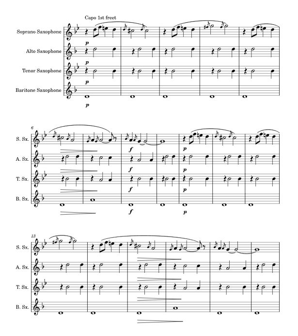 玄秘曲第 1-3 号 萨克斯四重奏 总谱+分谱 有试听