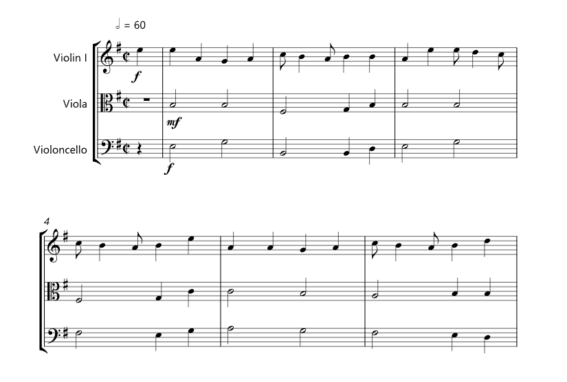 甜美漂亮的女士  阿雷佐版 弦乐三重奏 总谱+分谱 有试听