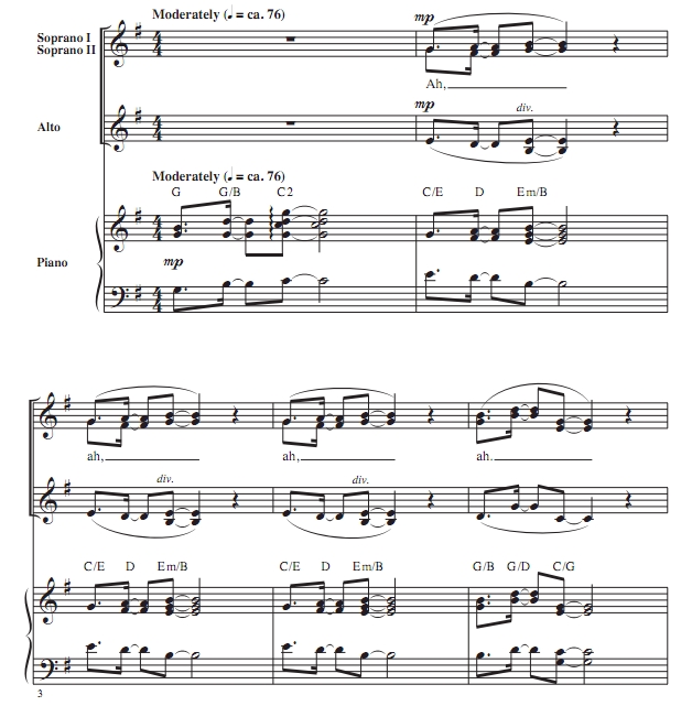 商品为SSA 三声部合唱线谱 碧梨 海洋之眼  童声女声合唱SSA+钢琴谱 有试听