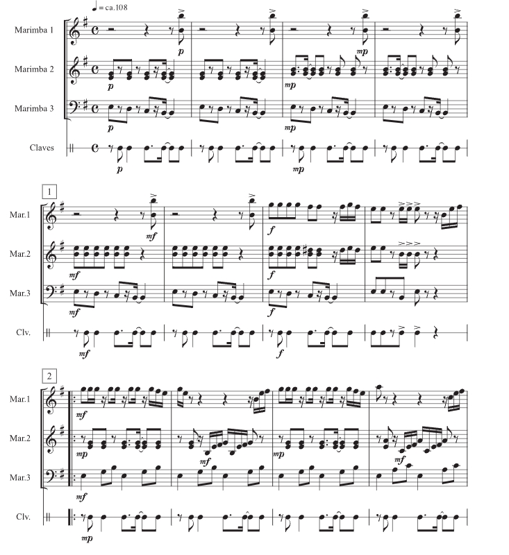 磨咖啡 3马林巴+打击乐重奏 总谱+分谱 有试听