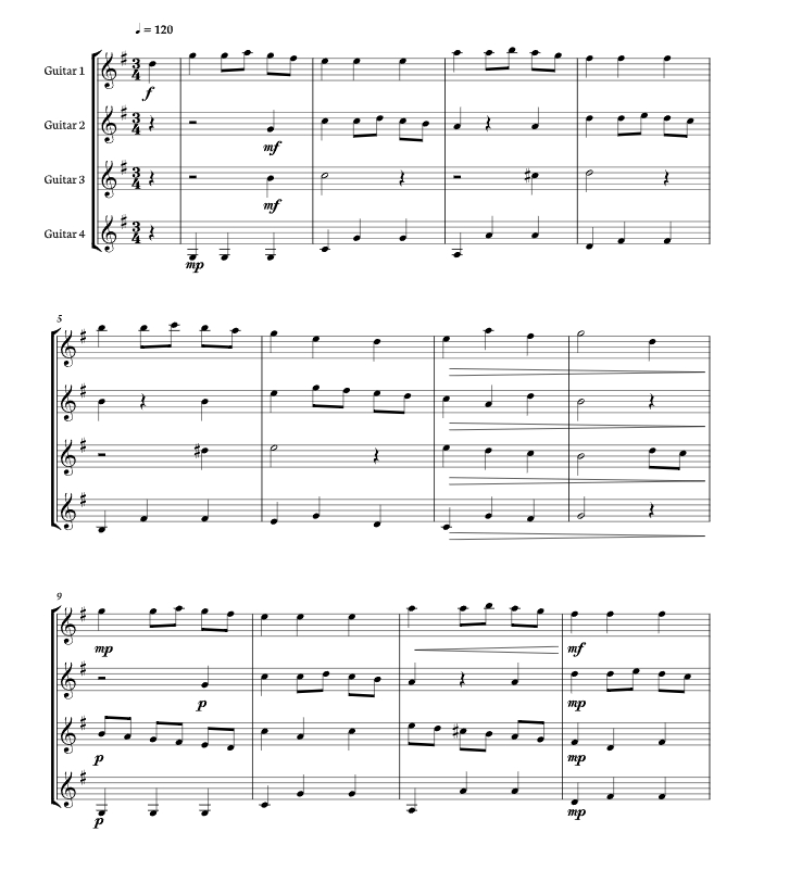 祝你圣诞快乐 海森堡版 吉他四重奏 总谱+分谱 有试听