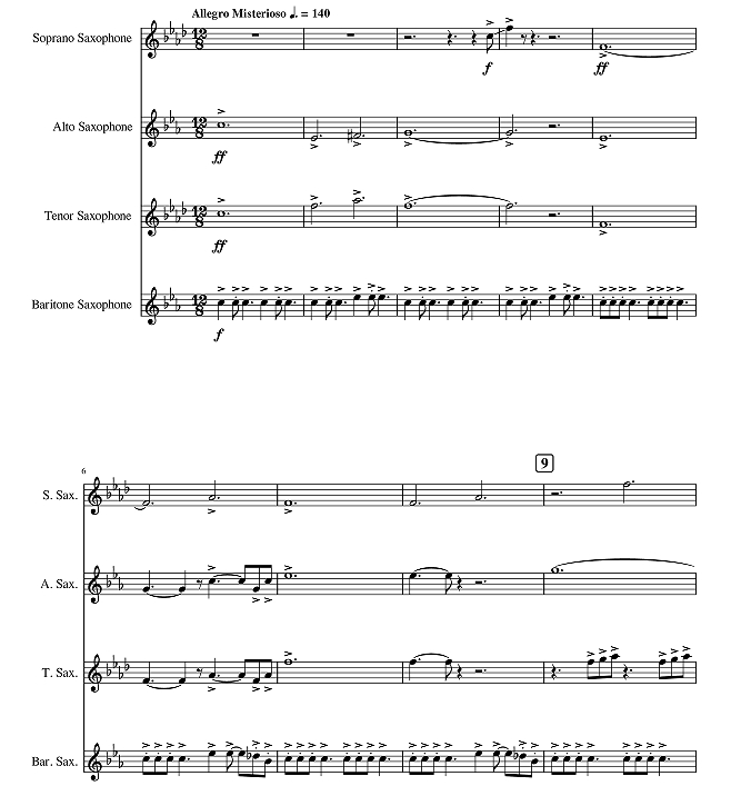 神秘博士 主题曲 蒂姆版 SATB萨克斯四重奏 总谱+分谱 有试听