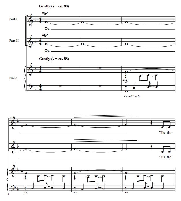 商品为SA 二声部合唱线谱 简单的礼物  爱默生版 童声女声合唱谱 有试听