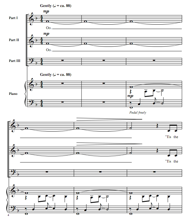 商品为SAB 三声部合唱线谱 简单的礼物  爱默生版 混声合唱谱 有试听