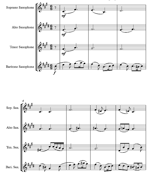 绿袖子 马科斯版 SATB萨克斯四重奏 总谱+分谱 有试听