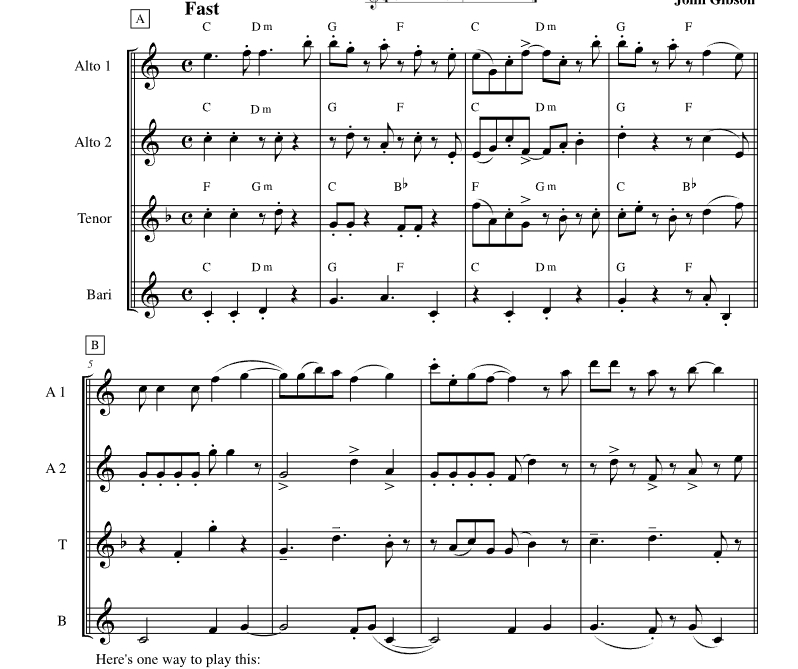 自由蒙图诺舞曲 萨克斯四重奏 总谱 有试听