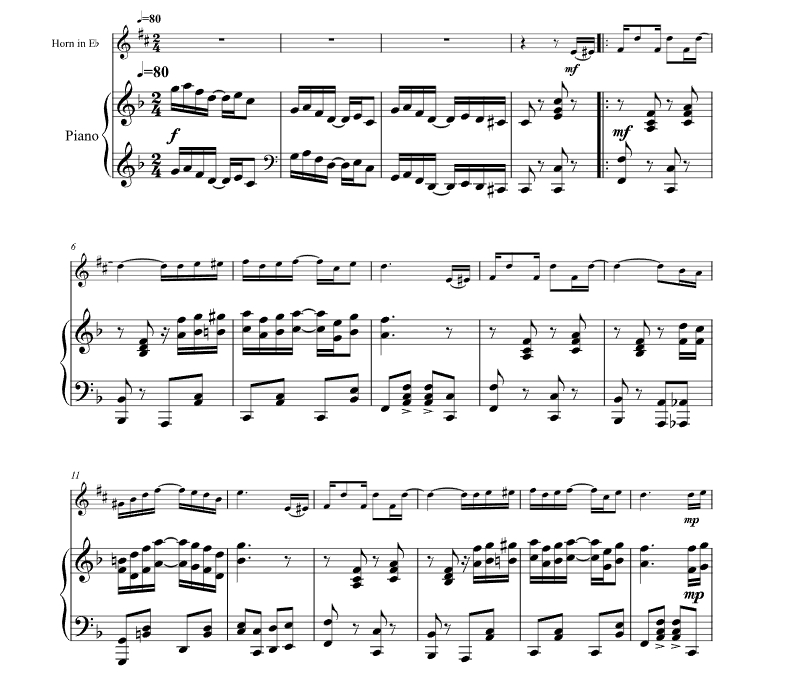 艺人 The Entertainer 蒂姆版 圆号钢琴 总分谱 有试听