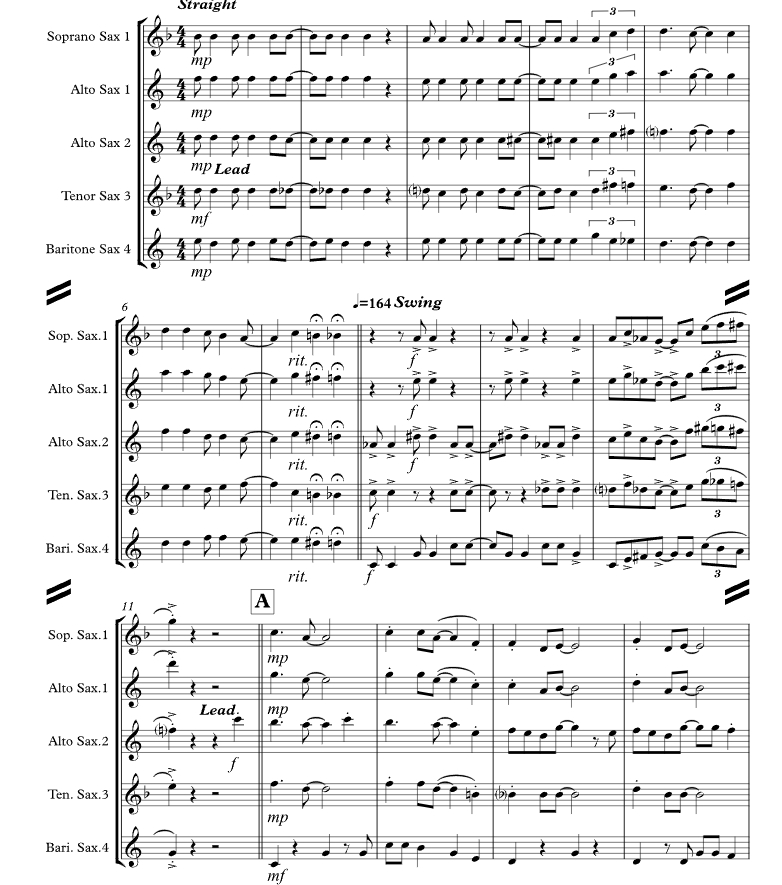 芝加哥 那座摇曳生姿的城市 肯尼斯版 SATB 萨克斯管四重奏 总谱+分谱 有试听