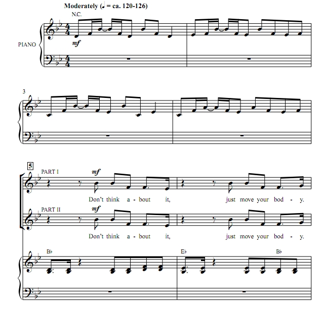 商品为SA 二声部合唱线谱 花生大电影 Better When I'm Dancin' 贝克版 童声女声合唱谱 有试听