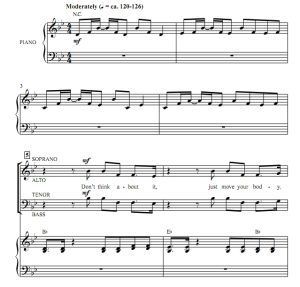 商品为SATB 四声部合唱线谱 花生大电影 Better When I'm Dancin' 贝克版  混声合唱谱 有试听-云音圈