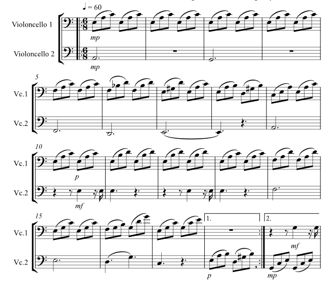 贝多芬 月光奏鸣曲 第一乐章 戴维版 大提琴二重奏 总分谱 有试听