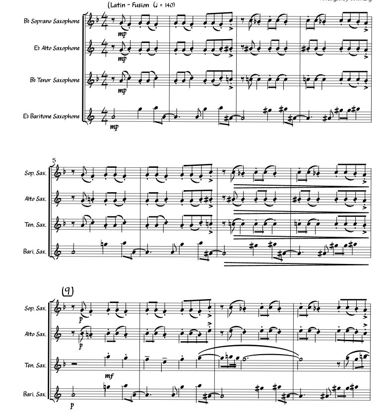 这只是说说而已 科林版 萨克斯四重奏 总分谱 有试听