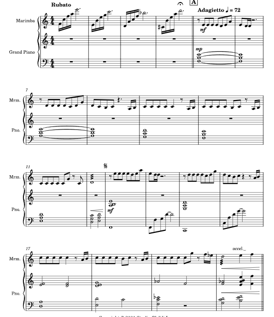 那个夏天 菲尔道斯版 马林巴钢琴 总谱 有试听