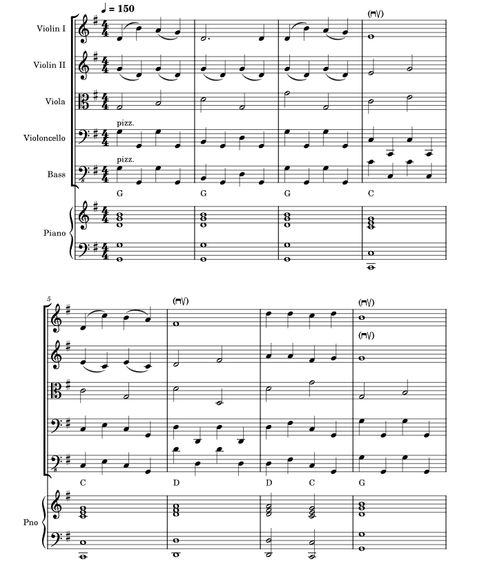 铃儿响叮当 Jingle Bells 吉斯佩尔特版 弦乐五重奏+钢琴 总谱+分谱 有试听