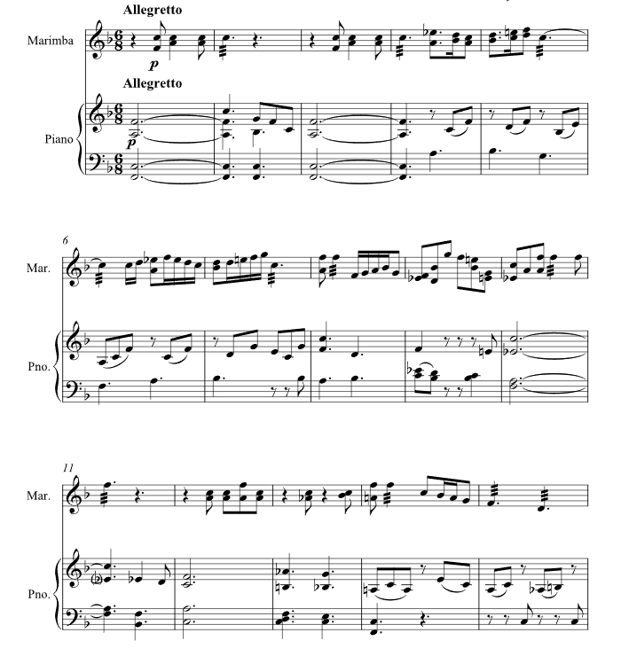 黄昏的钟声 尼克版 马林巴钢琴 总分谱 有试听