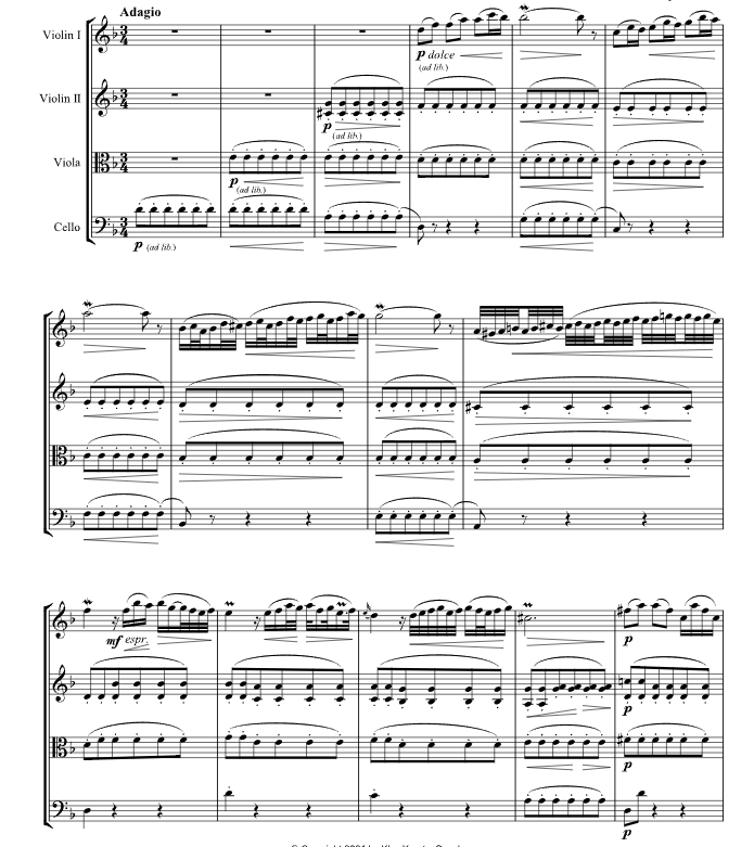 D 小调协奏曲 柔板 BWV 974 克兰茨官方原版 弦乐四重奏 总谱+分谱 有试听