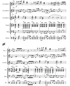 标价非售价 一步之遥（探戈）罗尔版 3手风琴吉他贝斯鼓合奏 总谱+分谱 有试听-云音圈