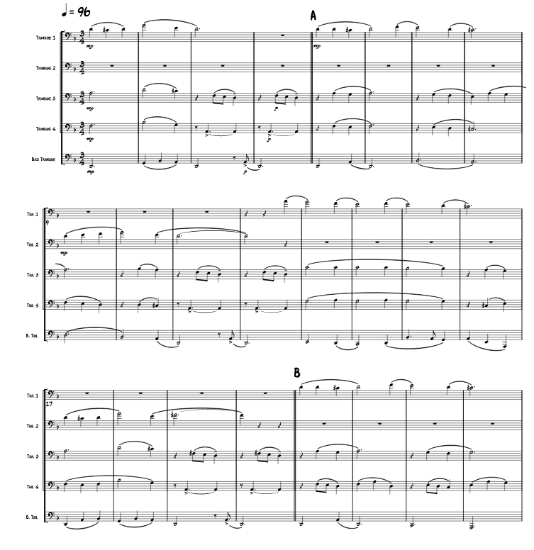 两首英国圣诞颂歌 罗杰官方原版 长号五重奏 总谱+分谱 有试听