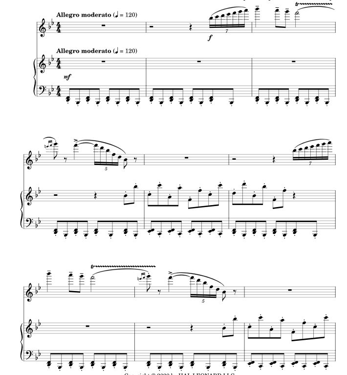 中国舞曲 长笛钢琴 总谱 有试听