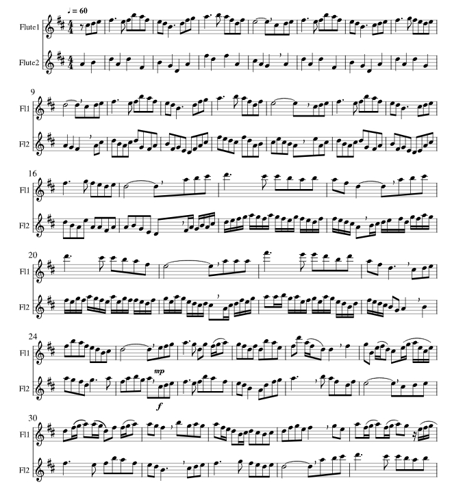 丹尼男孩 卡马达版 长笛二重奏 总分谱 有试听