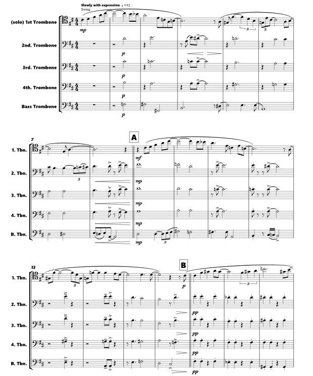 为你情难自已 约尔根版 长号五重奏 总谱 有试听