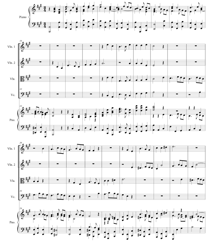 他的荣耀 斯蒂芬官方原版 弦乐四重奏+钢琴 总谱+分谱 有试听