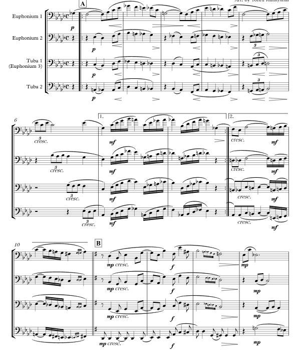 优雅淑女 金山彻官方原版 铜管四重奏 总谱+分谱 有试听