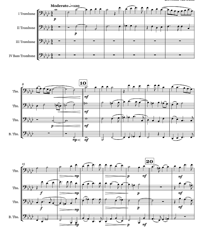 伟大的奥秘 约翰版 长号四重奏 总谱+分谱  有试听