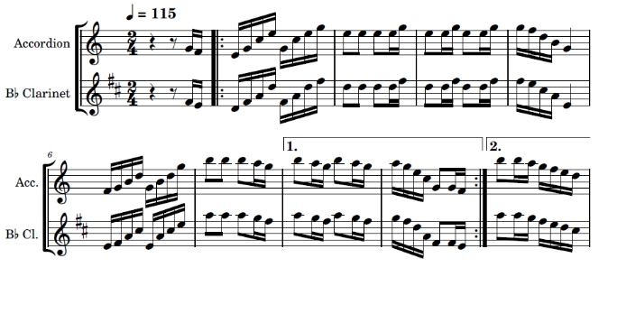 单簧管波尔卡 佐兰版 手风琴单簧管二重奏 总分谱 有试听