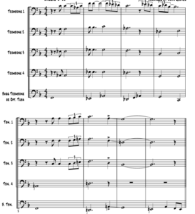 哀歌 约翰官方原版 长号五重奏 总谱+分谱 有试听