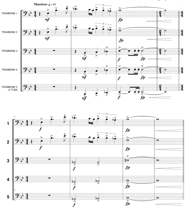 回到未来 约翰官方原版 长号五重奏 总谱+分谱 有试听