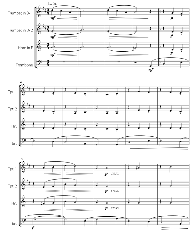 奇异恩典 尤里版 铜管四重奏 总谱+分谱 有试听