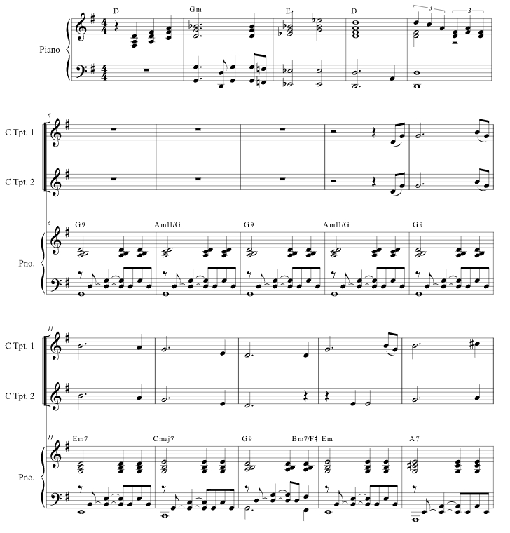 奇异恩典 斯蒂芬版 铜管四重奏+钢琴 总谱+分谱 有试听