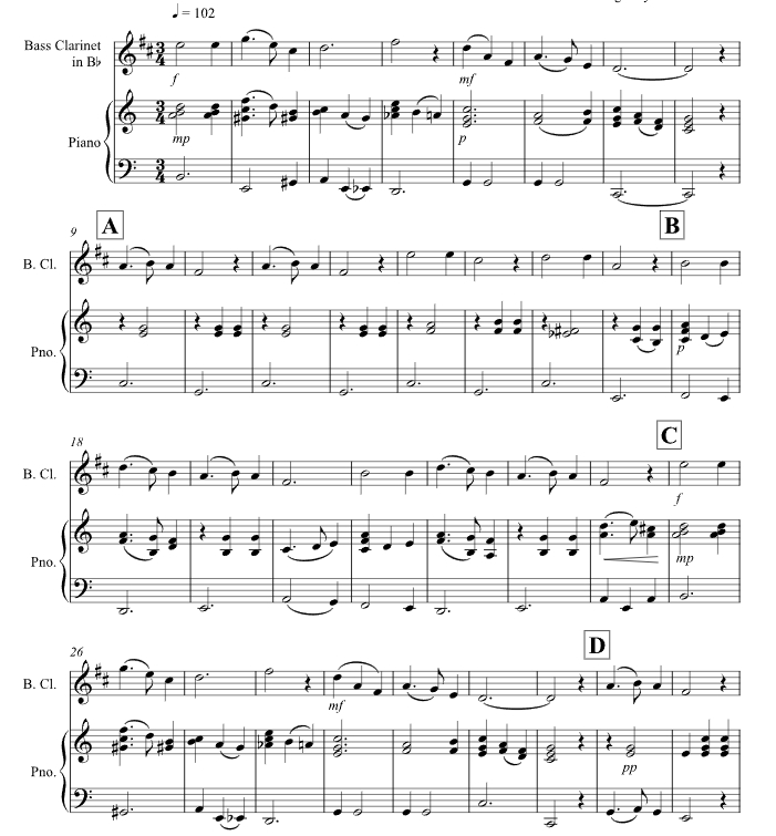 平安夜 Silent Night 大卫版 单簧管钢琴 总分谱 有试听