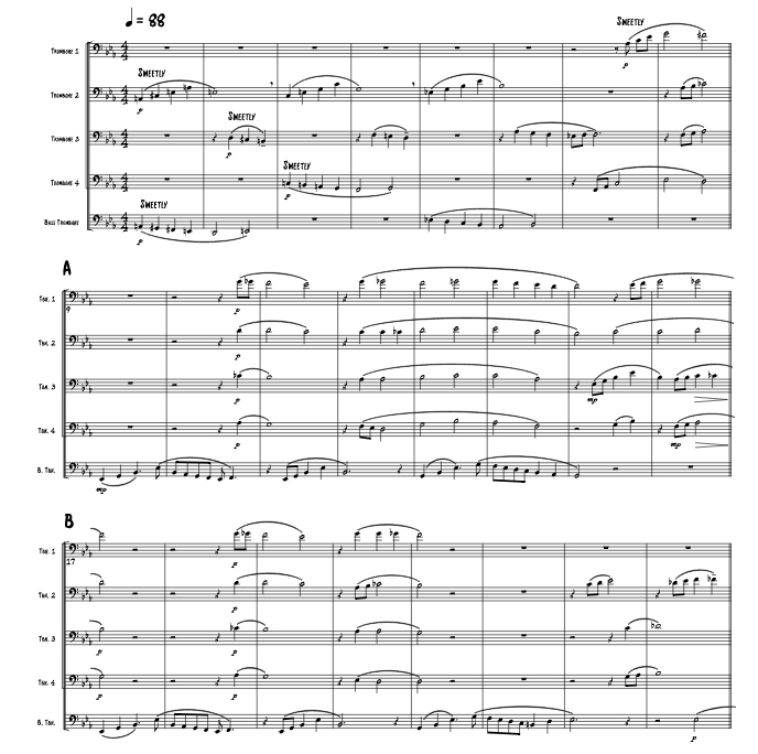 愿你有个美好的小小圣诞 罗杰版 长号五重奏 总谱+分谱 有试听