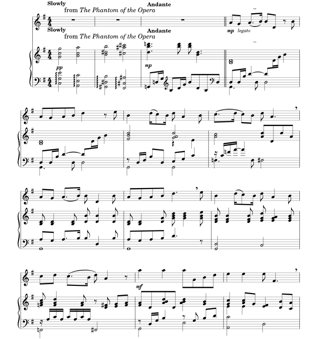 我对你的唯一请求 选自《歌剧魅影》长笛钢琴 总谱  有试听