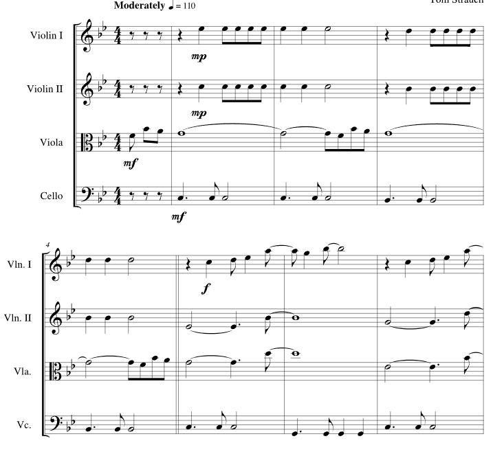 我深爱着她 汤姆官方原版 弦乐四重奏 总谱+分谱 有试听