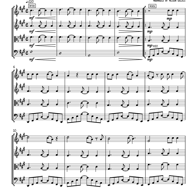 我的一切 艾莉森官方原版 弦乐四重奏 总谱+分谱 有试听