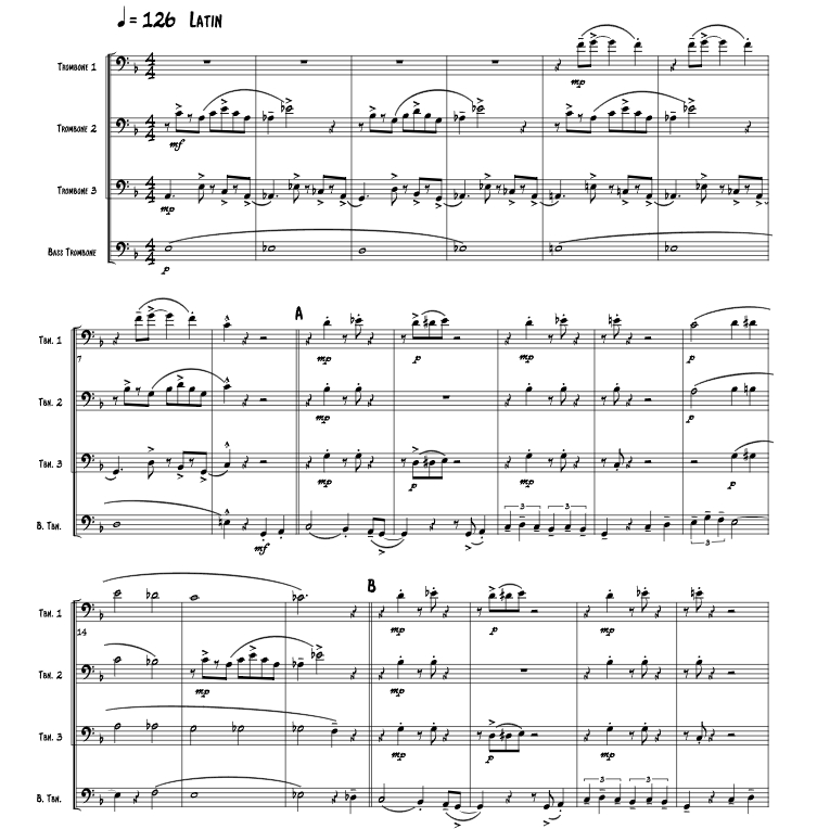 我的眼里只有你 罗杰版 长号四重奏 总谱+分谱 有试听