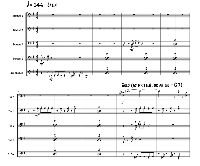 曼特卡 罗杰官方原版 长号五重奏 总谱+分谱 有试听