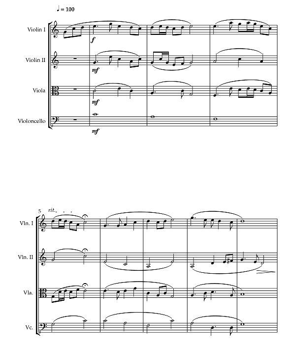 望春风 官方原版 弦乐四重奏 总谱 有试听