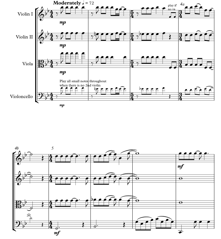 波西米亚狂想曲 谢里官方原版 弦乐四重奏 总谱+分谱 有试听